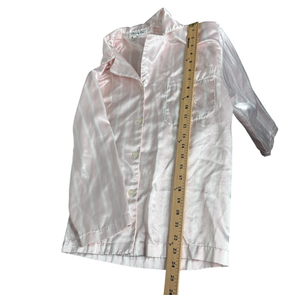 Vintage Christian Dior I. Magin Pink Striped Satin Button Up Pajama Shirt Large - Picture 5 of 9